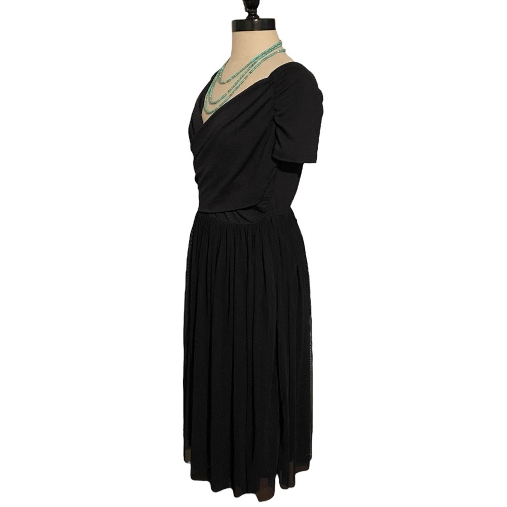Zara Basic Collection Midi Dress - Lined With Tulle Overlay Skirt - Size Large - Picture 4 of 6